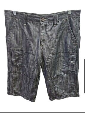 2DIEFOR Vintage Y2K Men's Washed Gray Jorts - Long Jean Shorts Baggy 36